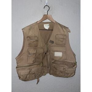 Vintage Ausable Brown Fishing Vest Outerwear Multiple Pockets VTG XL X-Large